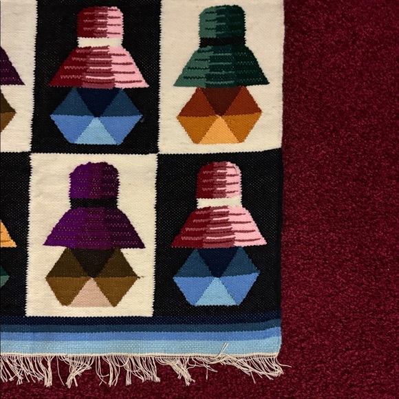 Peruvian Wool Colorful Geometric Patterned Rug - Picture 2 of 9